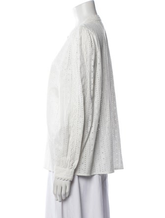 Sézane Mock Neck Long Sleeve Blouse