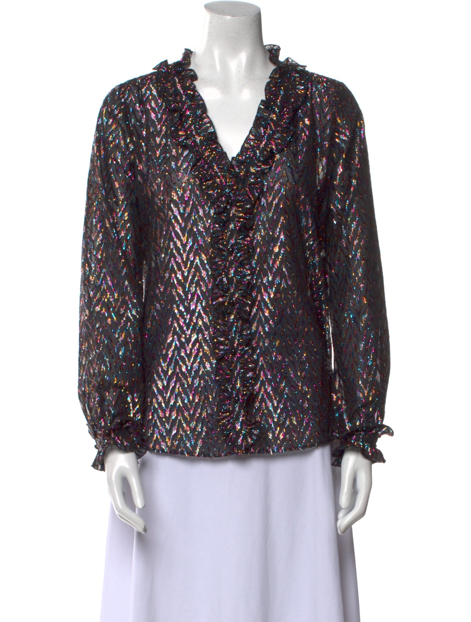 Sézane Printed Cowl Neck Blouse
