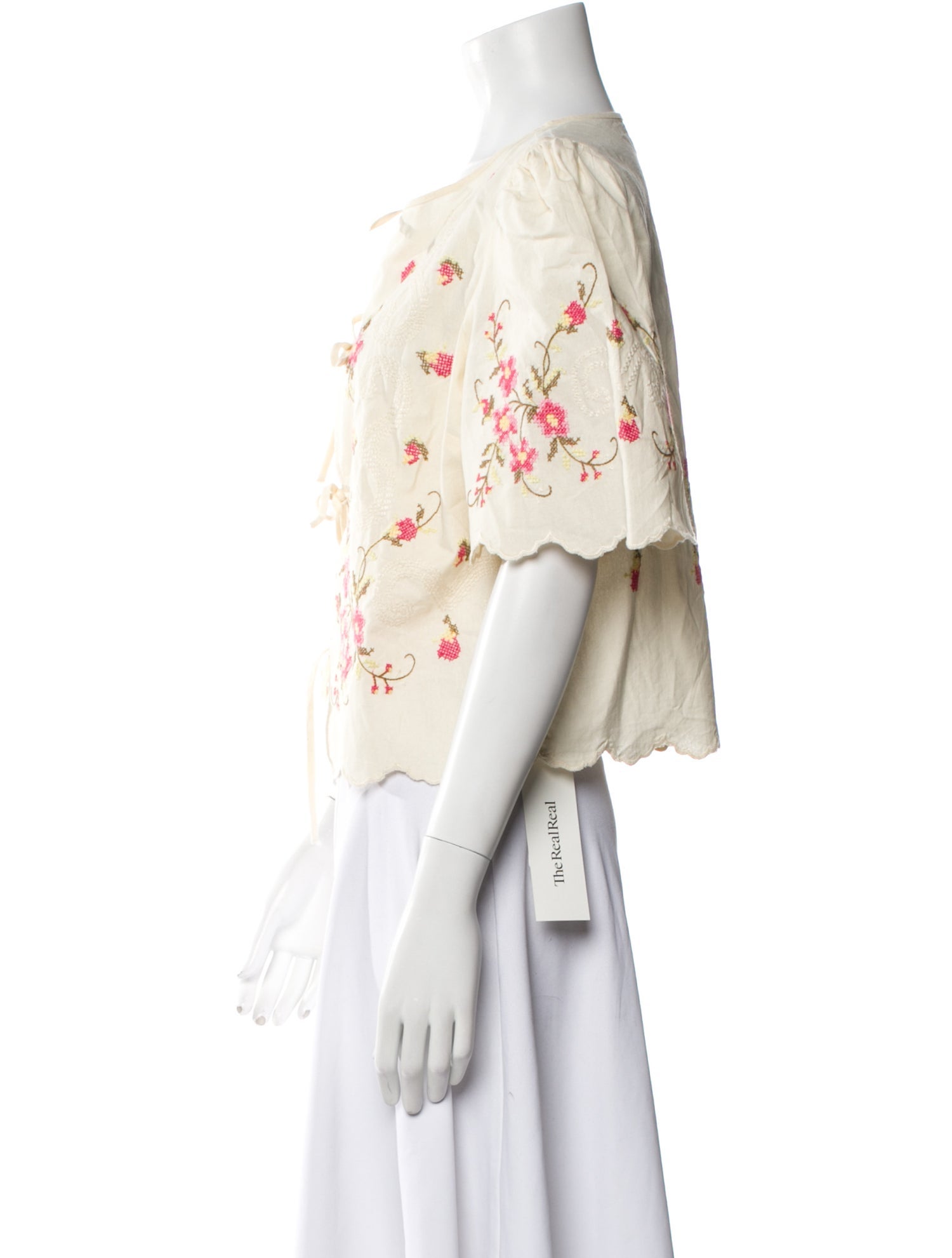 Sézane Floral Print Scoop Neck Blouse