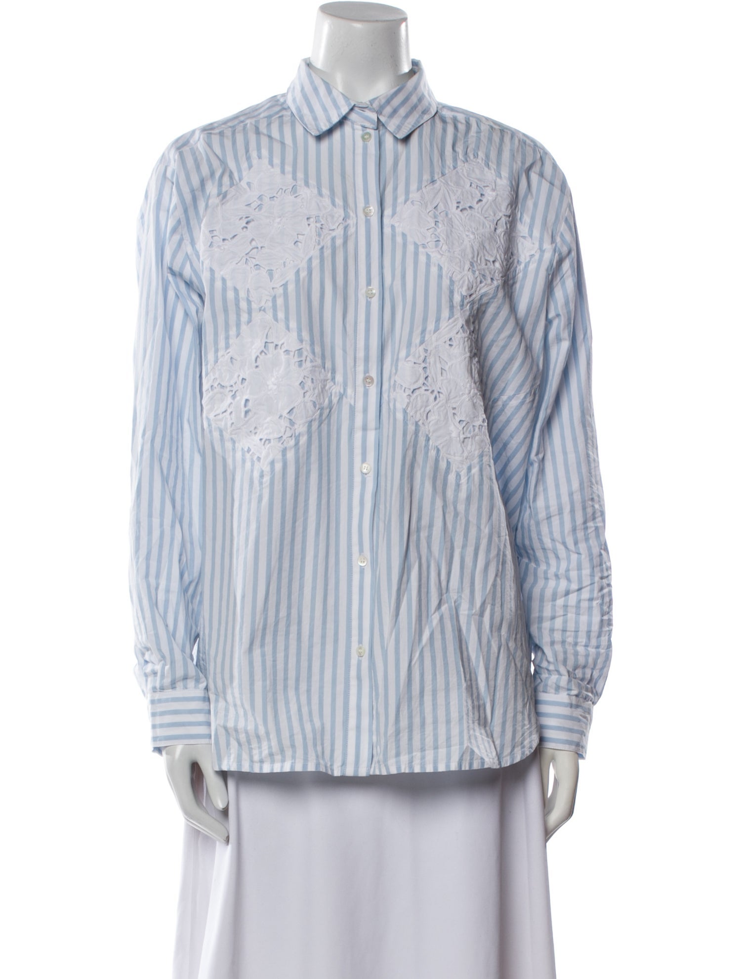 Sézane Striped Long Sleeve Button-Up Top