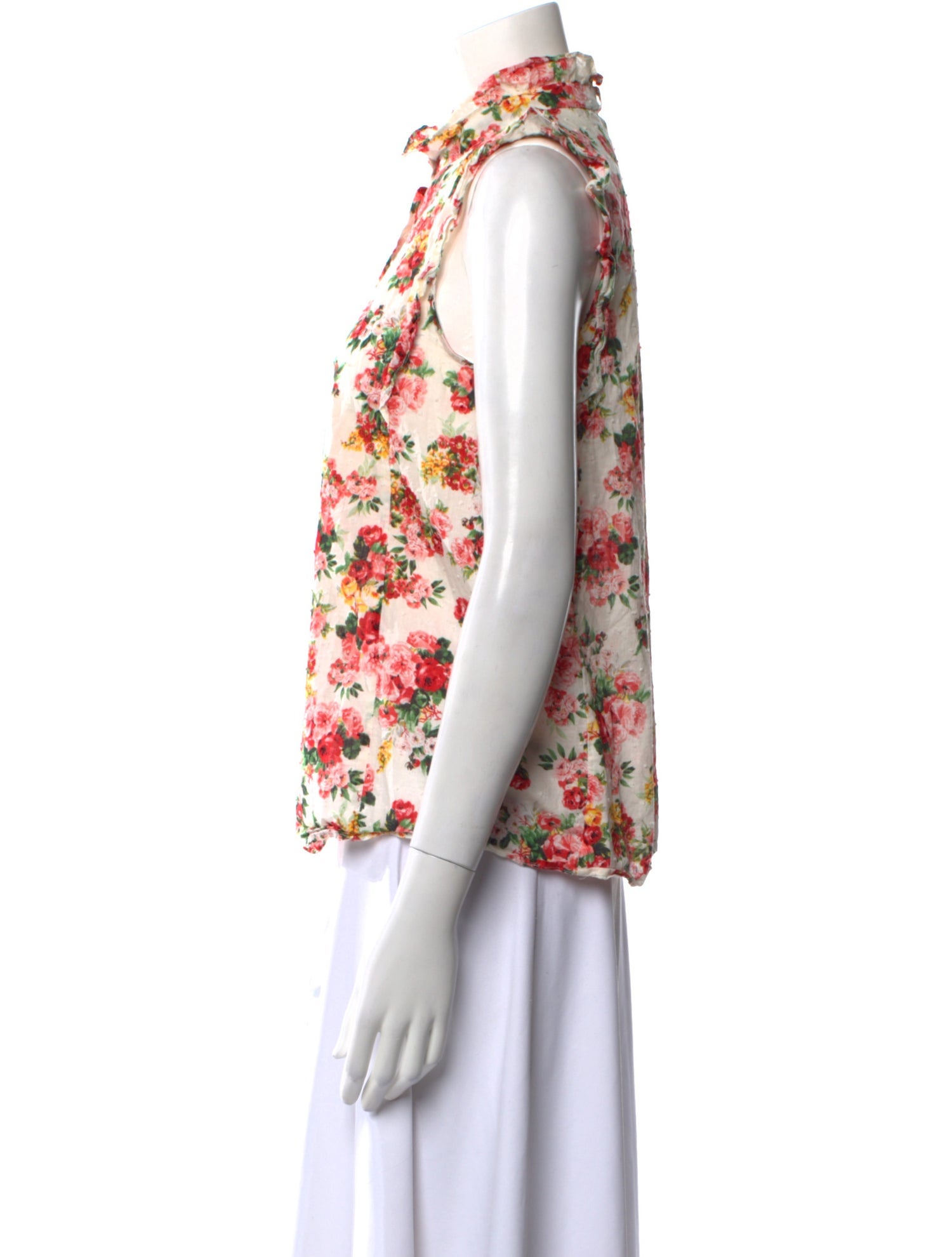Sézane Floral Print Mock Neck Blouse