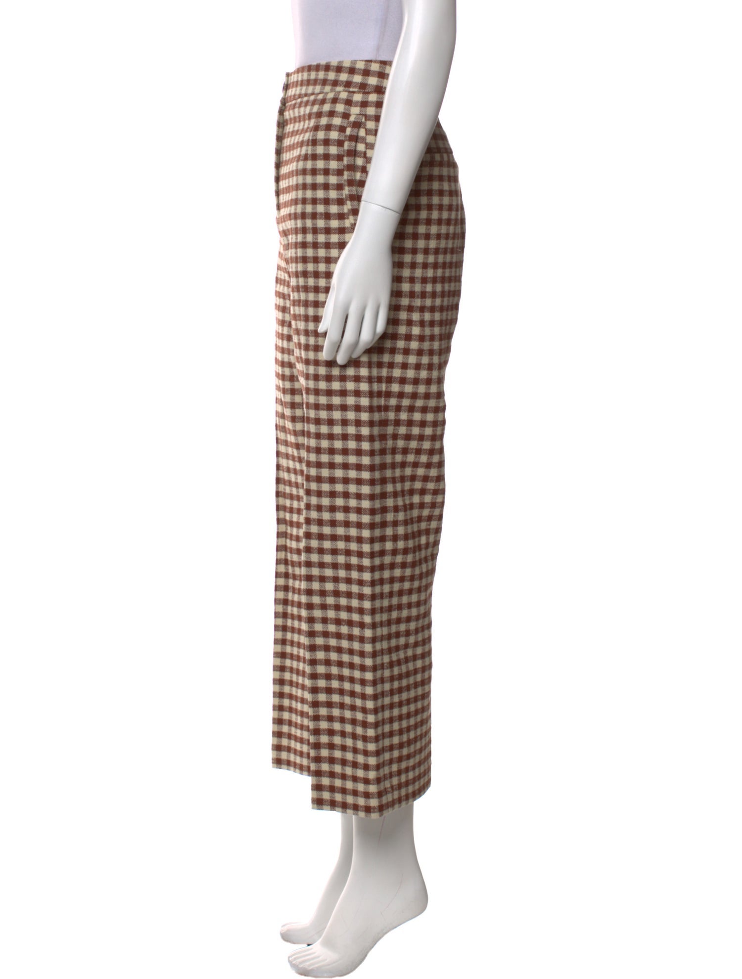 Sézane Plaid Print Wide Leg Pants