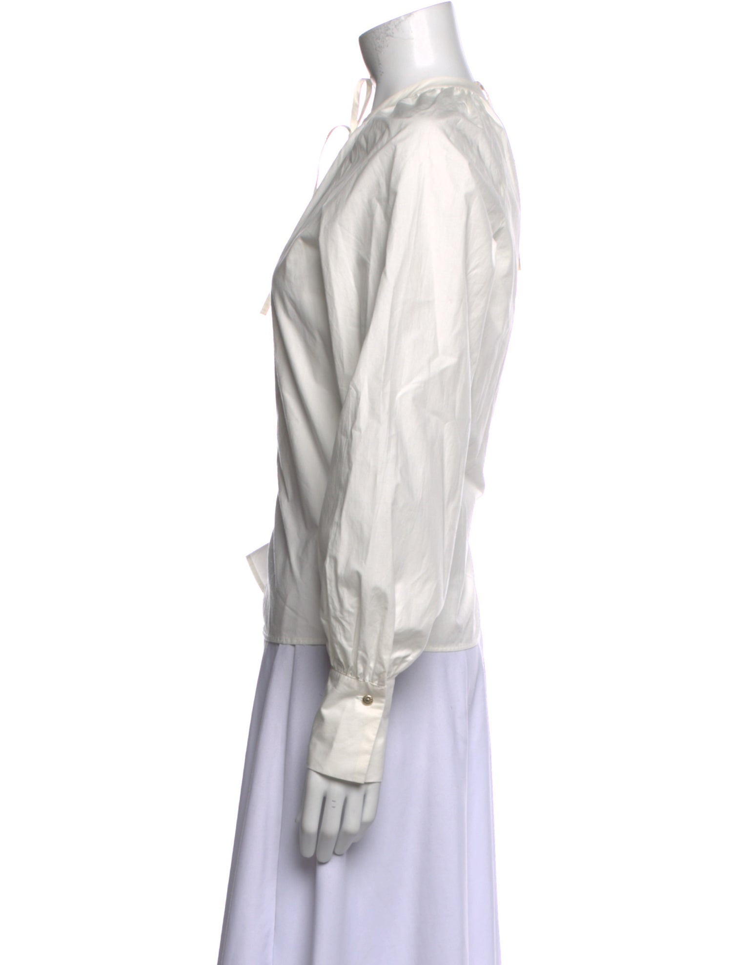 Sézane Tie Neck Long Sleeve Blouse