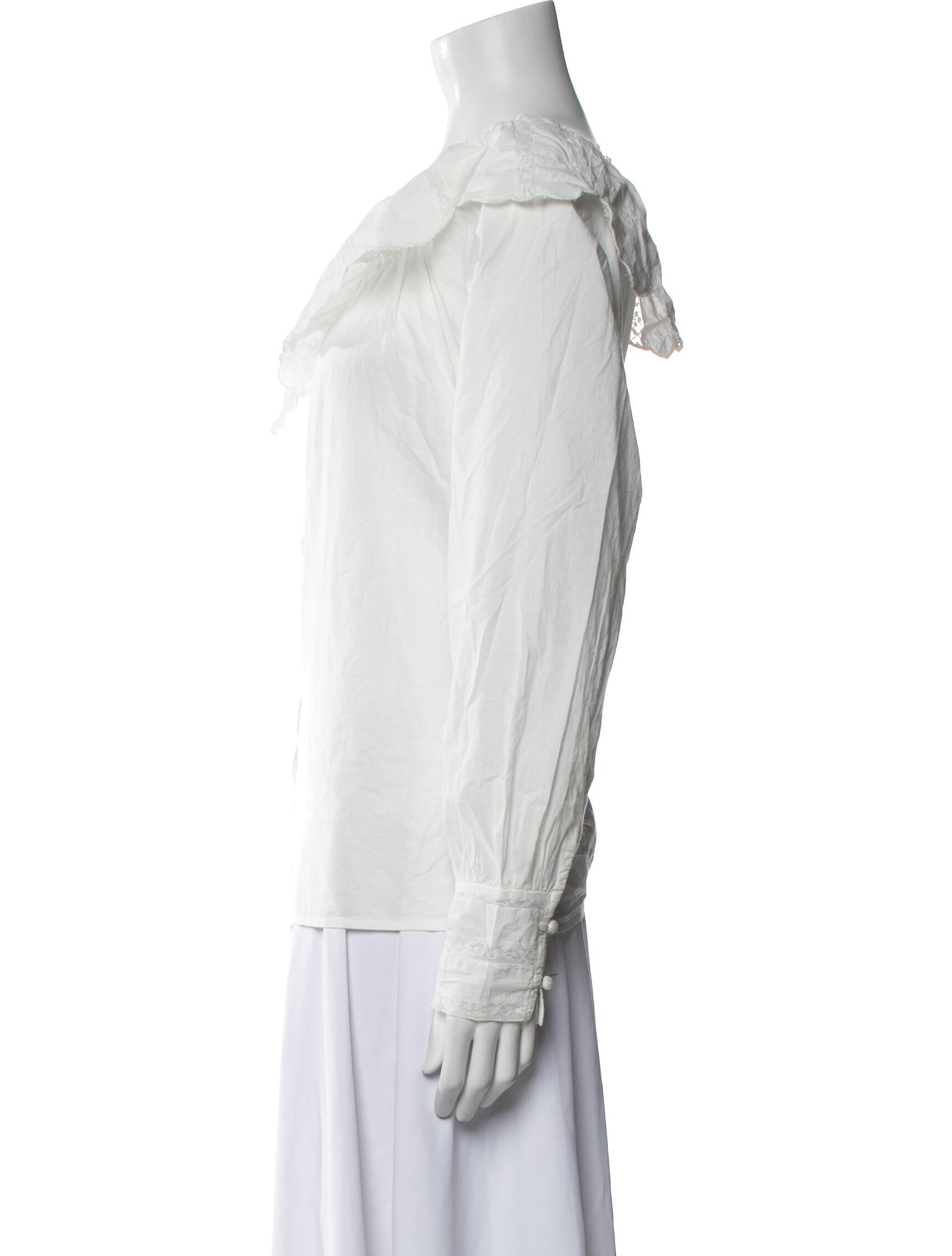 Sézane Off-The-Shoulder Long Sleeve Button-Up Top