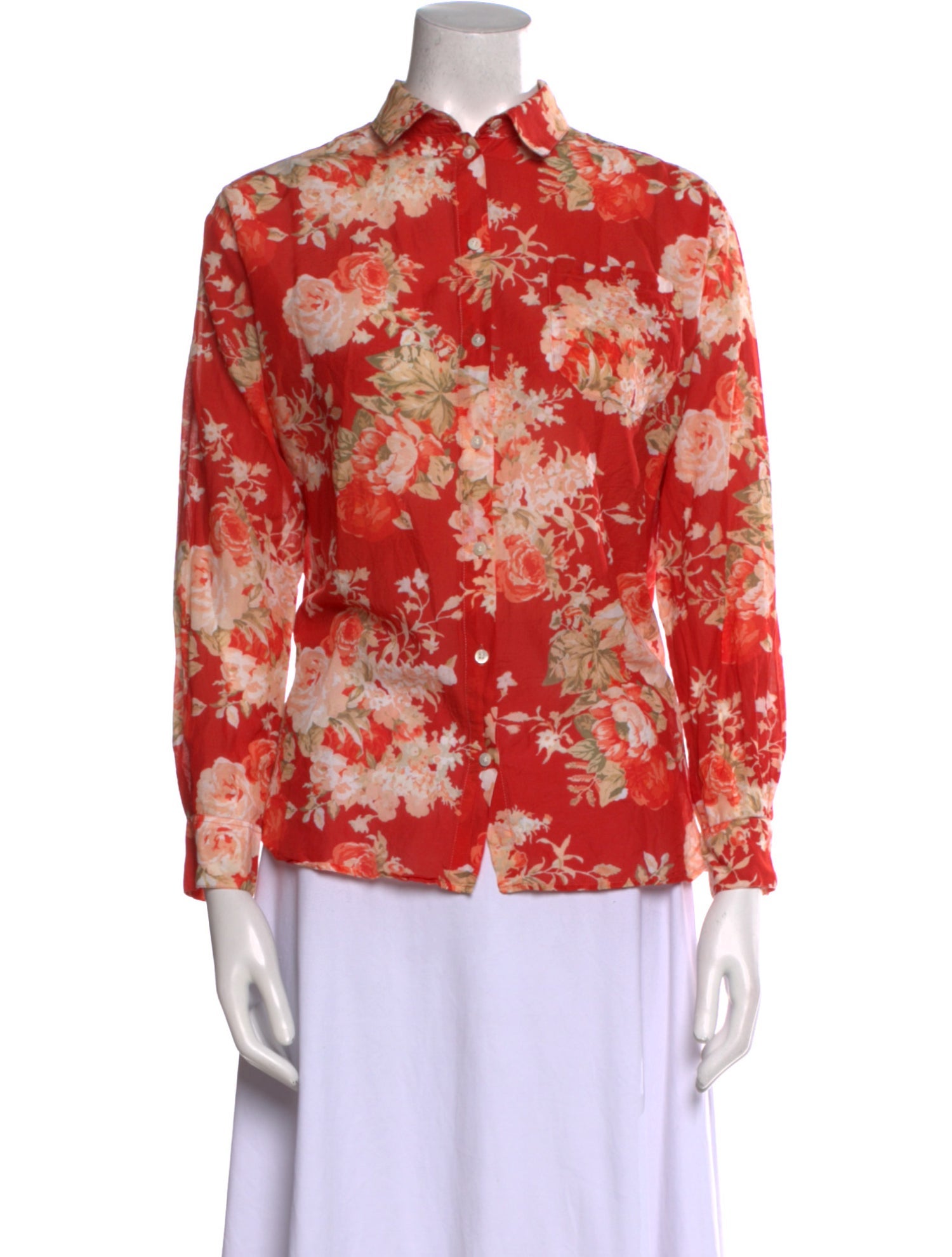 Sézane Floral Print Long Sleeve Button-Up Top