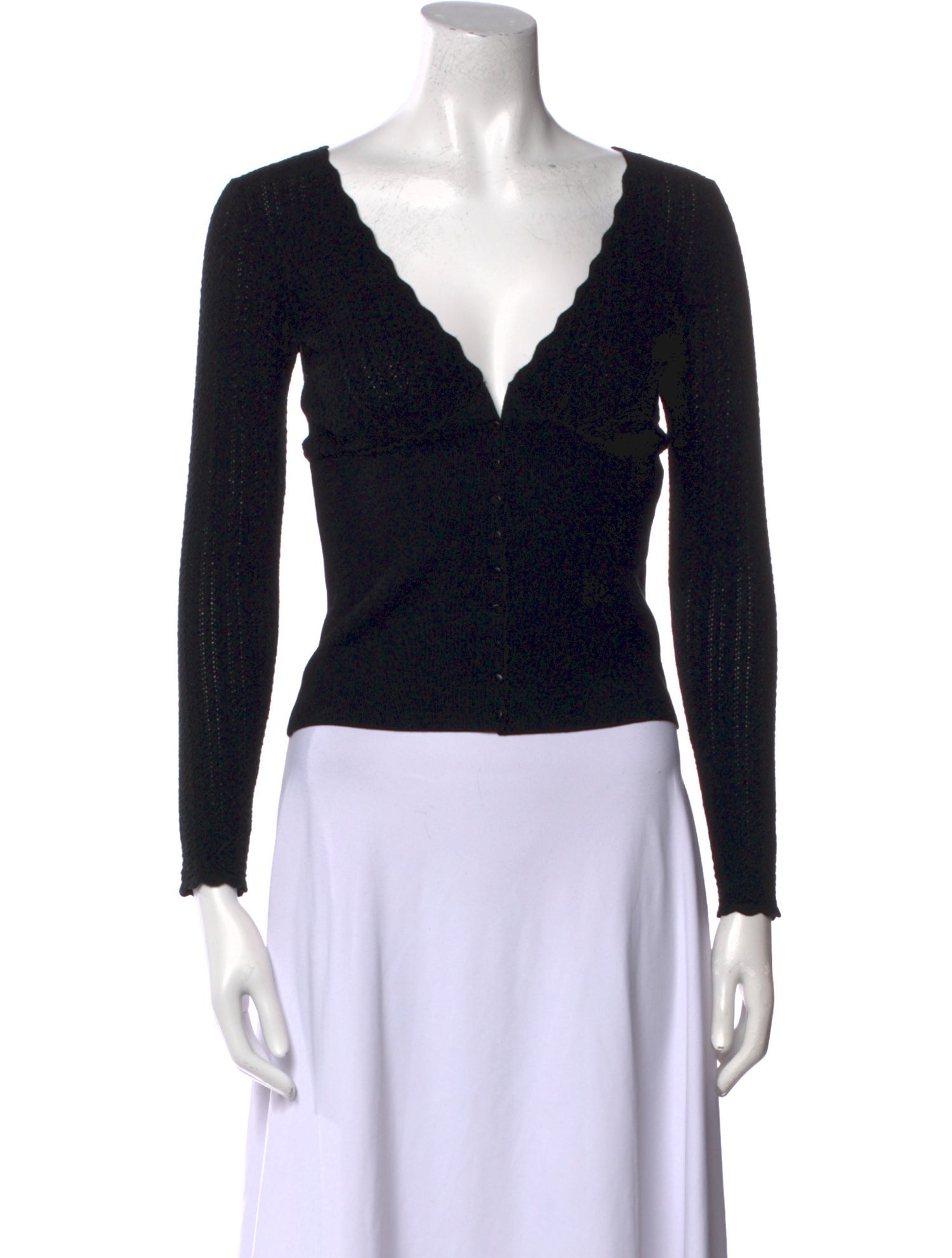 Sézane V-Neck Long Sleeve Crop Top