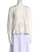 Sézane Lace Pattern Mock Neck Blouse