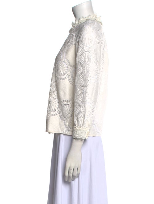 Sézane Lace Pattern Mock Neck Blouse
