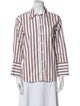 Sézane Striped Three-Quarter Sleeve Button-Up Top