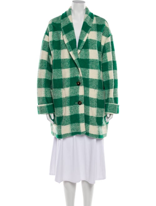 Sézane Wool Plaid Print Peacoat