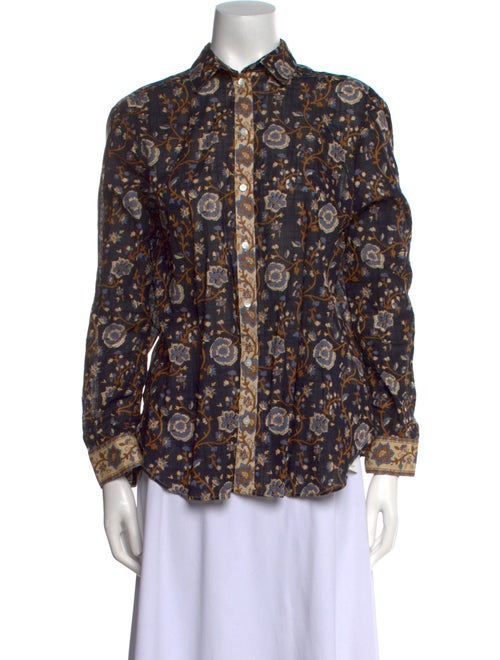 Sézane Floral Print Mock Neck Blouse