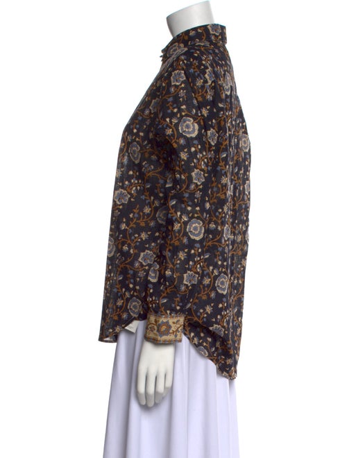 Sézane Floral Print Mock Neck Blouse