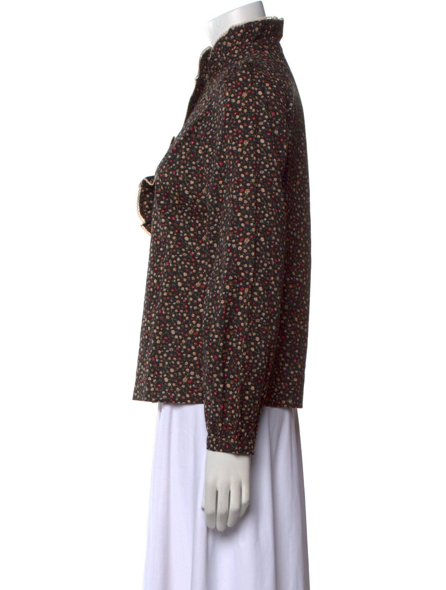 Sézane Floral Print Mock Neck Button-Up Top w/ Tags