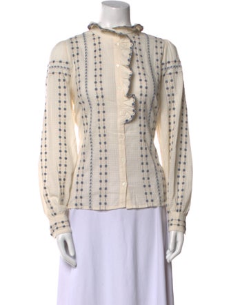 Sézane Striped Mock Neck Blouse