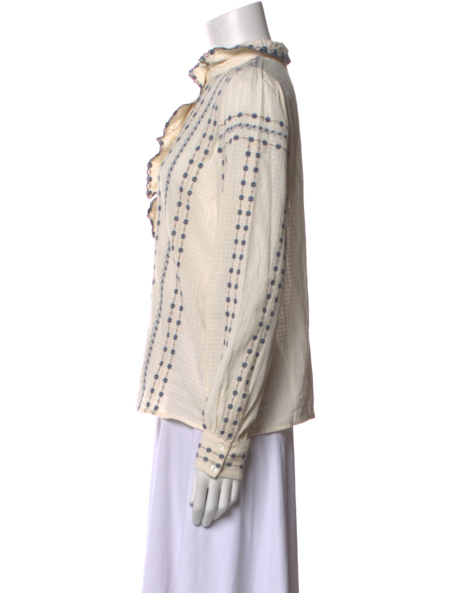 Sézane Striped Mock Neck Blouse