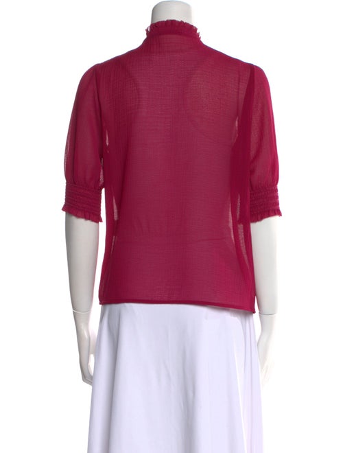 Sézane Mock Neck Three-Quarter Sleeve Blouse