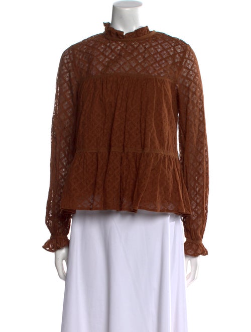 Sézane Mock Neck Long Sleeve Blouse