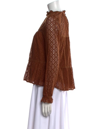 Sézane Mock Neck Long Sleeve Blouse