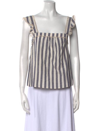 Sézane Striped Square Neckline Top