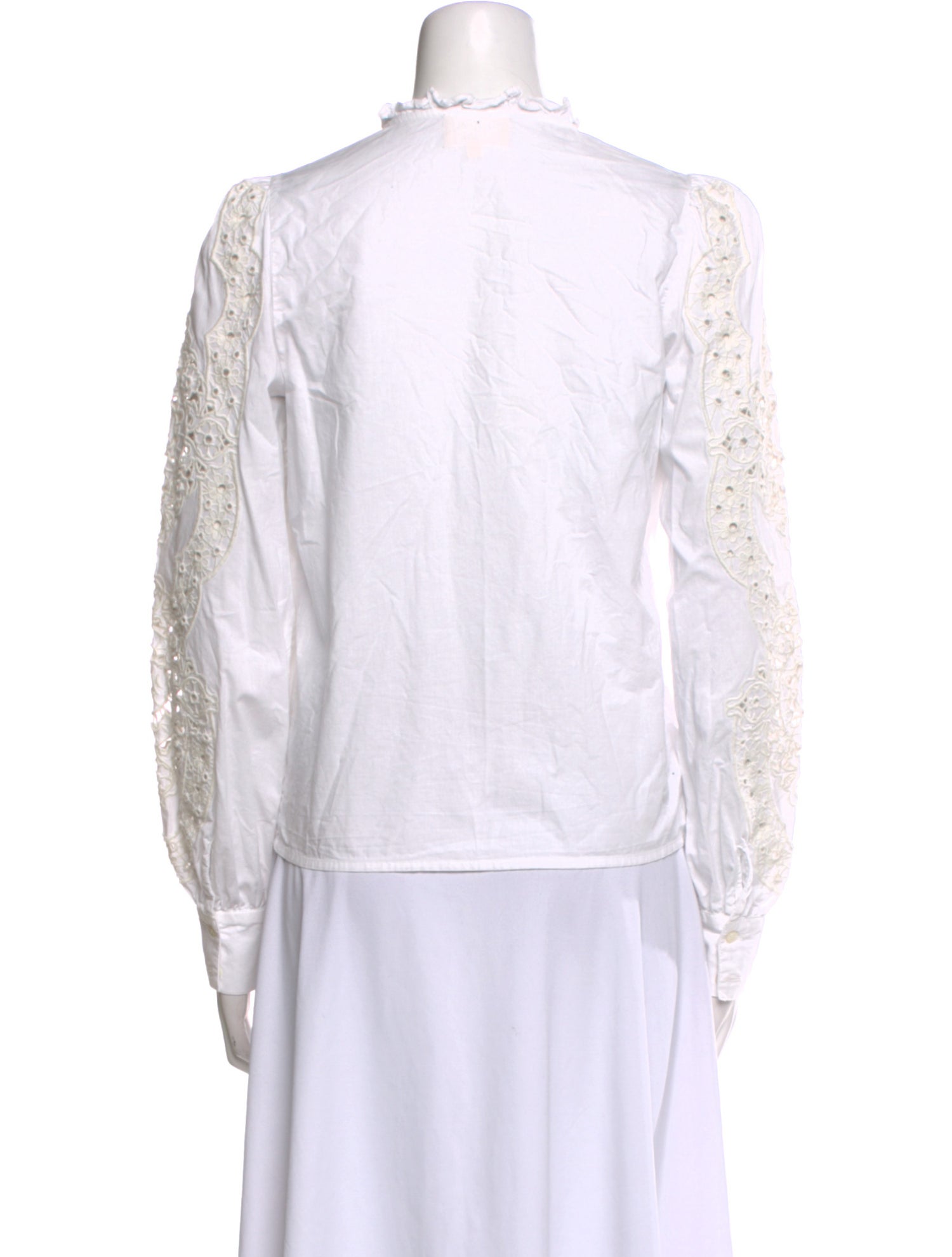 Sézane Mock Neck Long Sleeve Button-Up Top