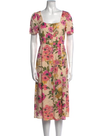 Sézane Floral Print Midi Length Dress