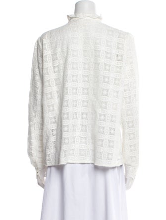 Sézane Lace Pattern Mock Neck Blouse
