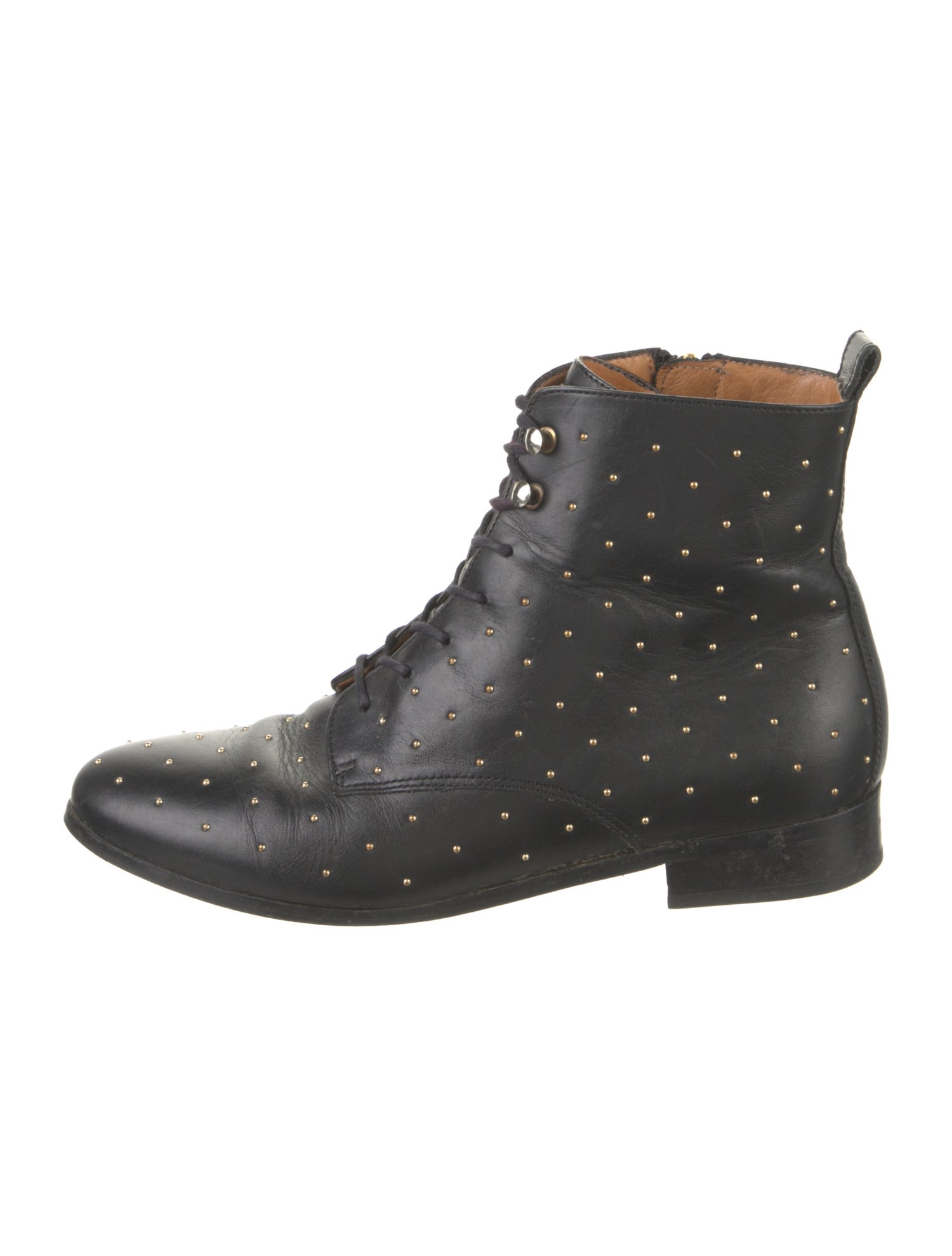 Sézane Leather Studded Accents Combat Boots
