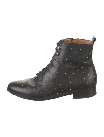 Sézane Leather Studded Accents Combat Boots