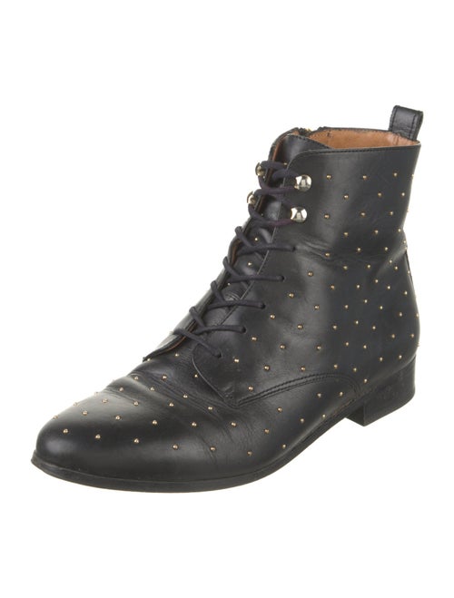 Sézane Leather Studded Accents Combat Boots