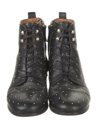 Sézane Leather Studded Accents Combat Boots