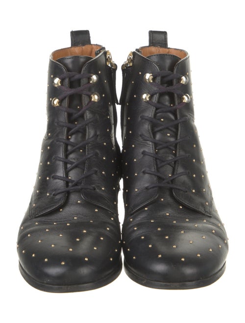 Sézane Leather Studded Accents Combat Boots