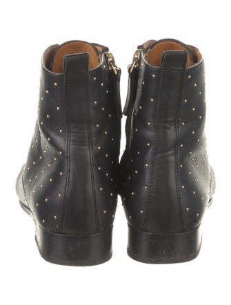 Sézane Leather Studded Accents Combat Boots
