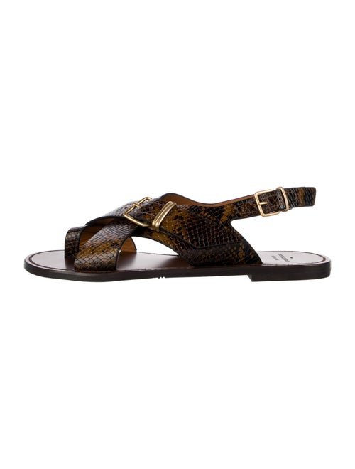 Sézane Leather Printed Slingback Sandals