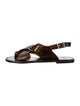 Sézane Leather Printed Slingback Sandals