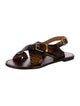 Sézane Leather Printed Slingback Sandals