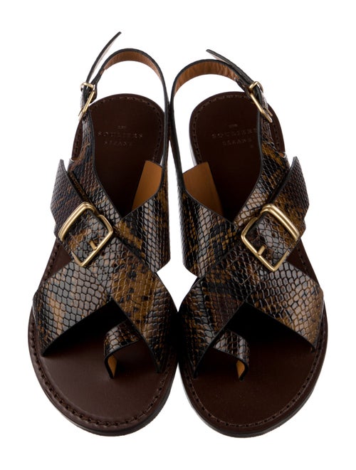 Sézane Leather Printed Slingback Sandals