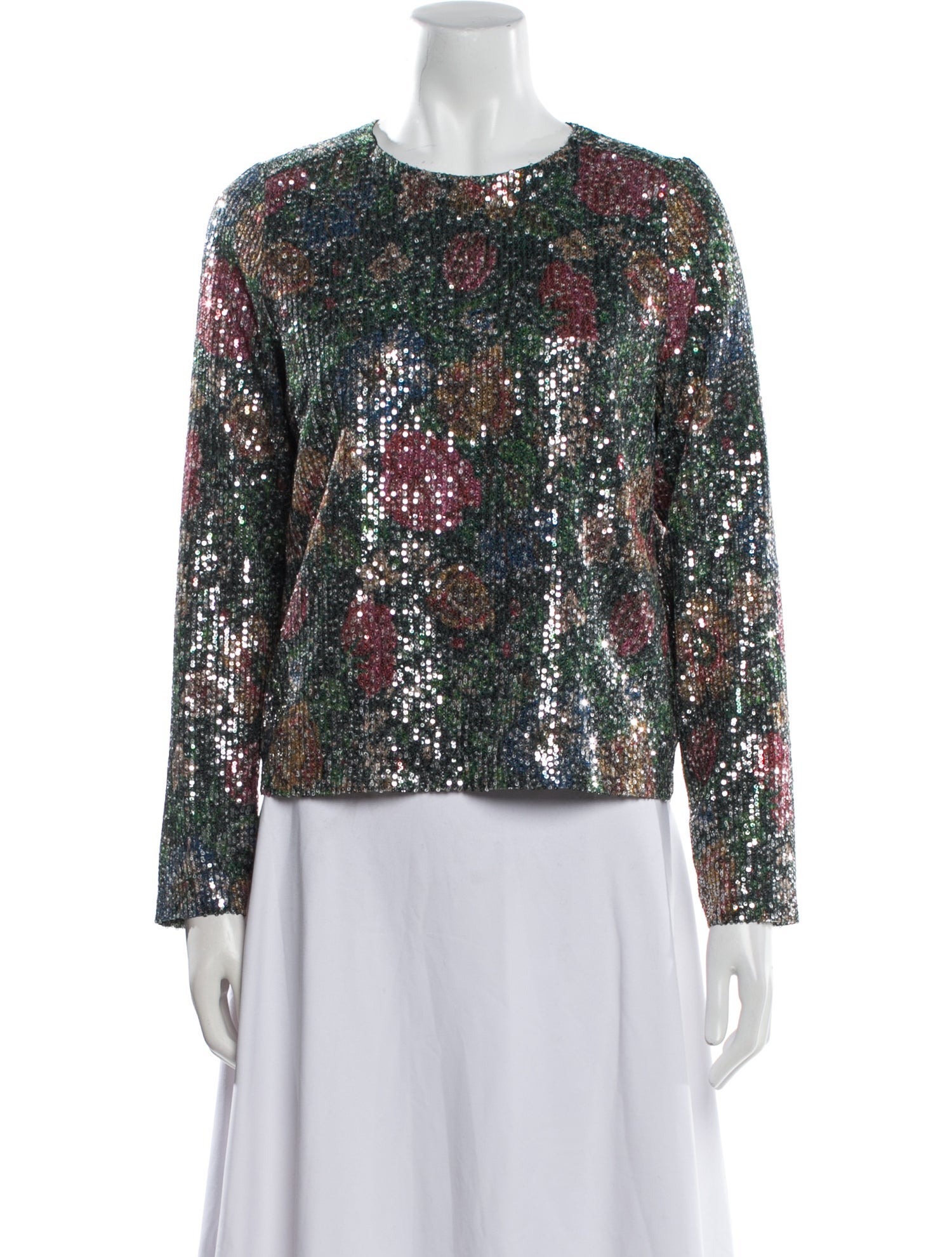 Sézane Floral Print Crew Neck Blouse