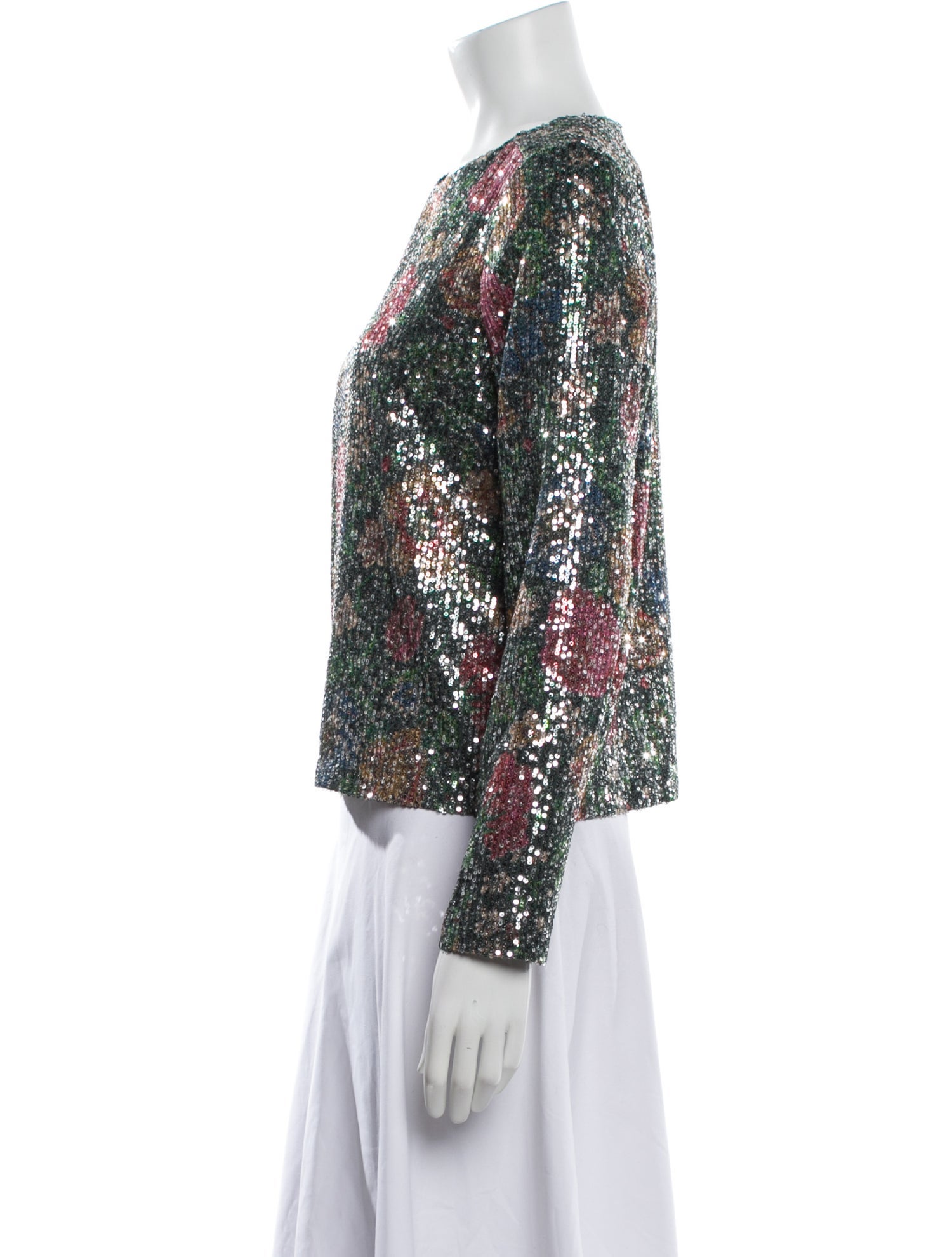 Sézane Floral Print Crew Neck Blouse