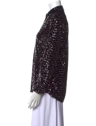 Sézane Printed Long Sleeve Button-Up Top