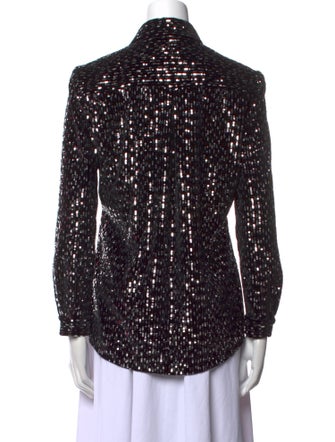 Sézane Printed Long Sleeve Button-Up Top