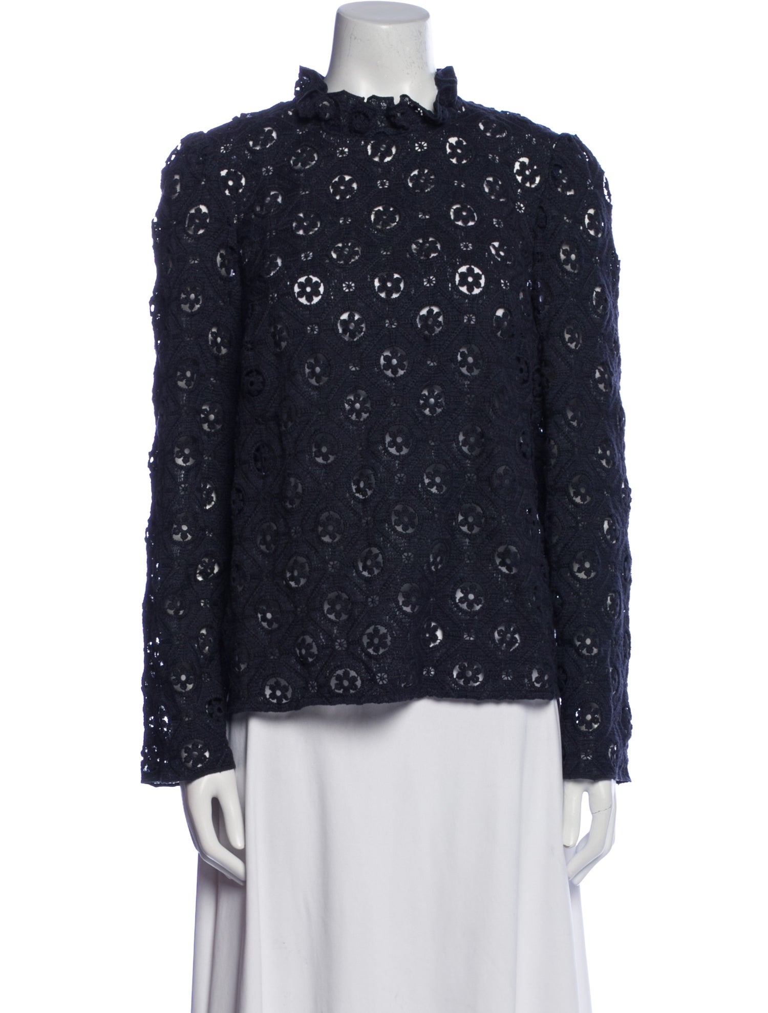 Sézane Lace Pattern Mock Neck Blouse w/ Tags