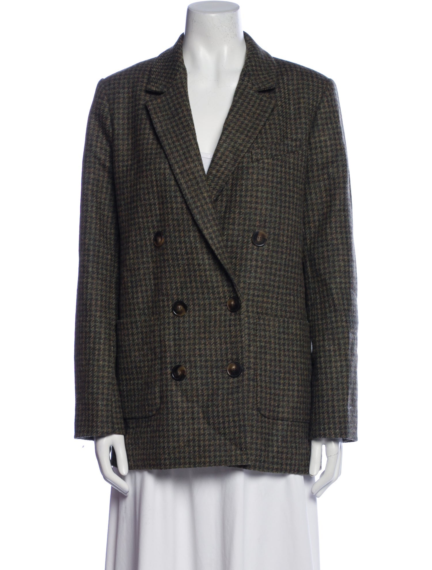 Sézane Wool Plaid Print Blazer