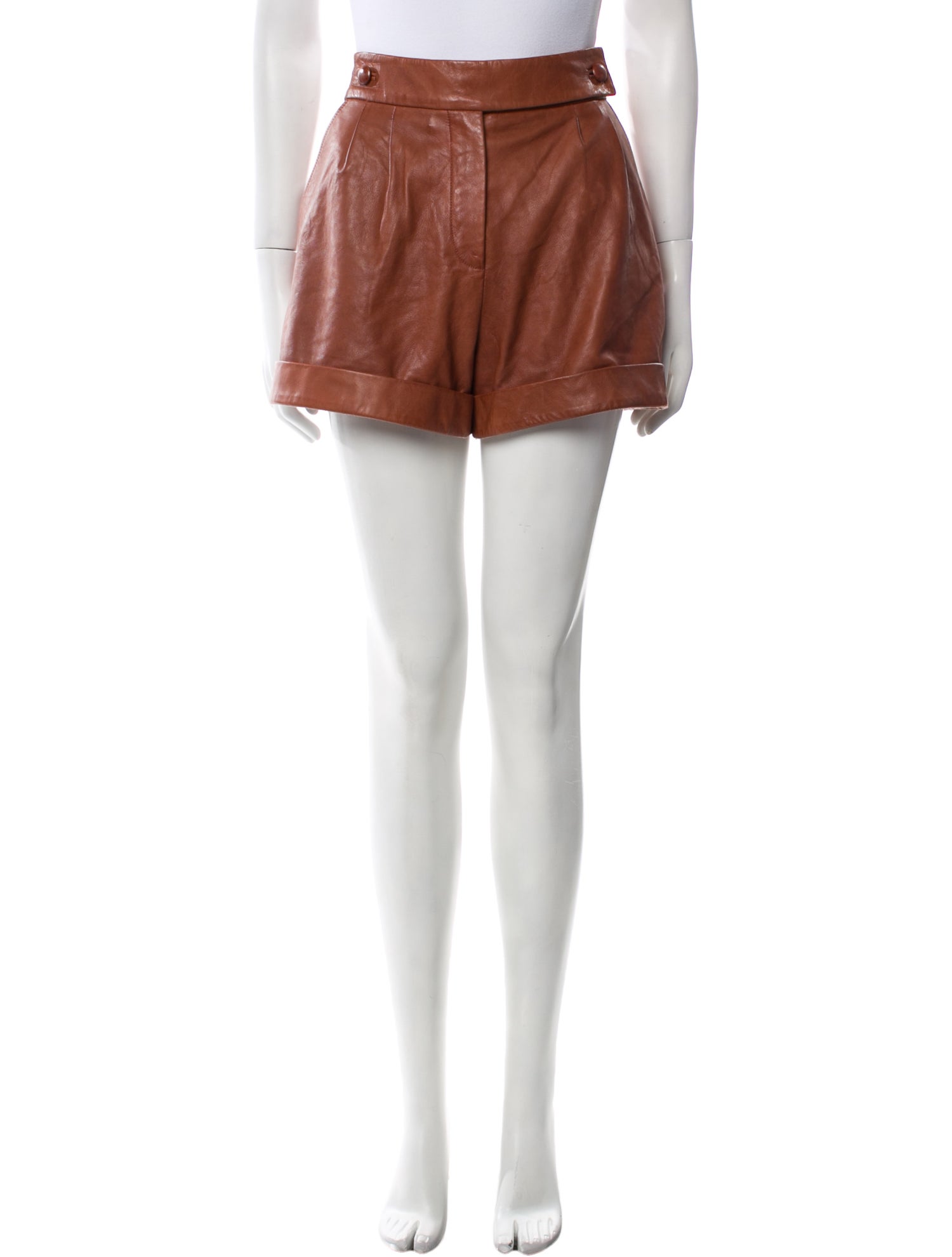 Sézane Lamb Leather Mini Shorts