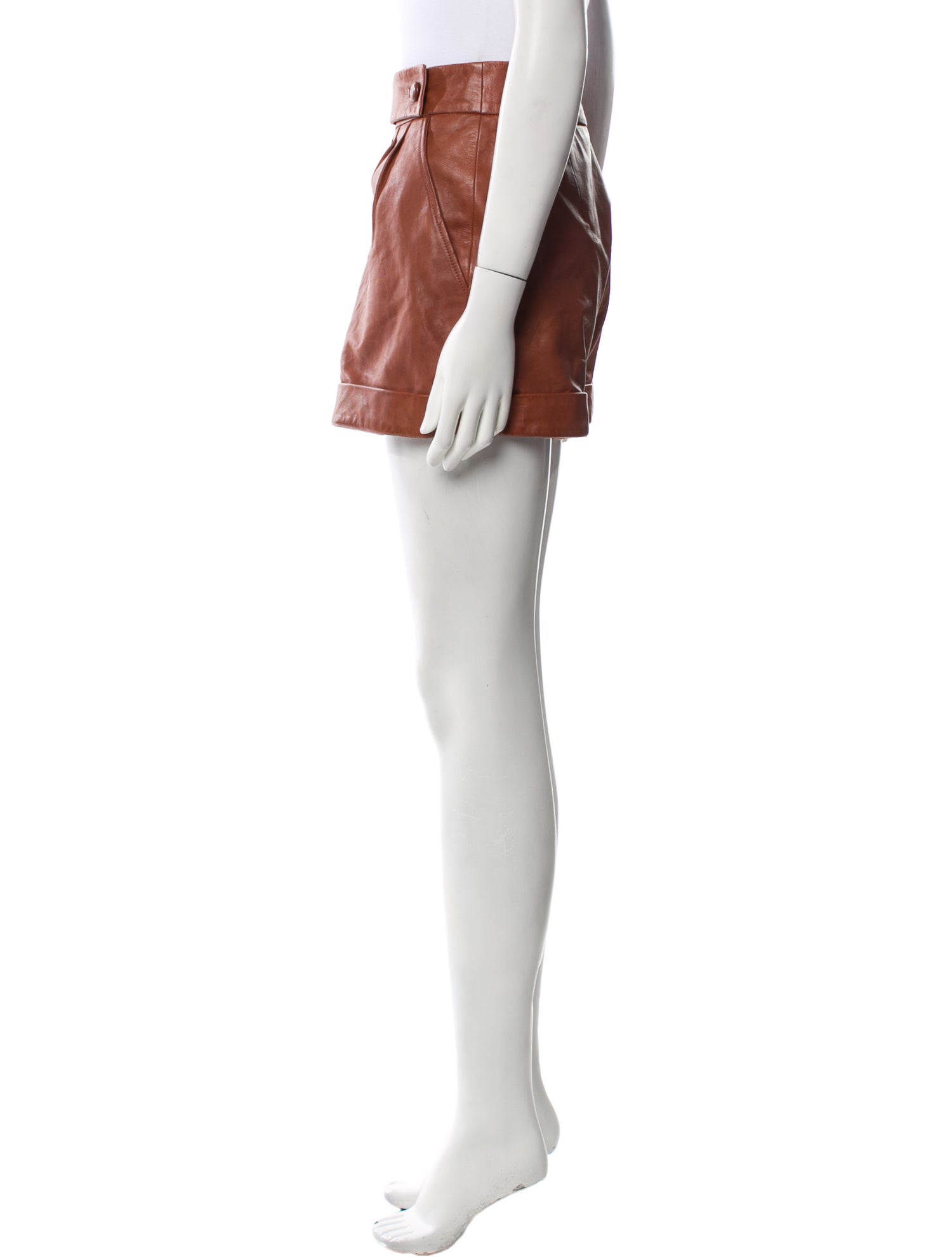 Sézane Lamb Leather Mini Shorts