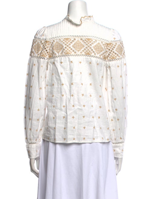 Sézane Printed Mock Neck Button-Up Top