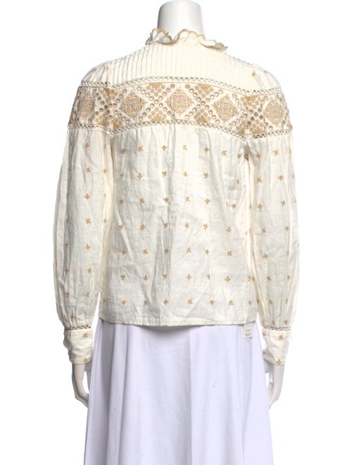 Sézane Printed Mock Neck Button-Up Top