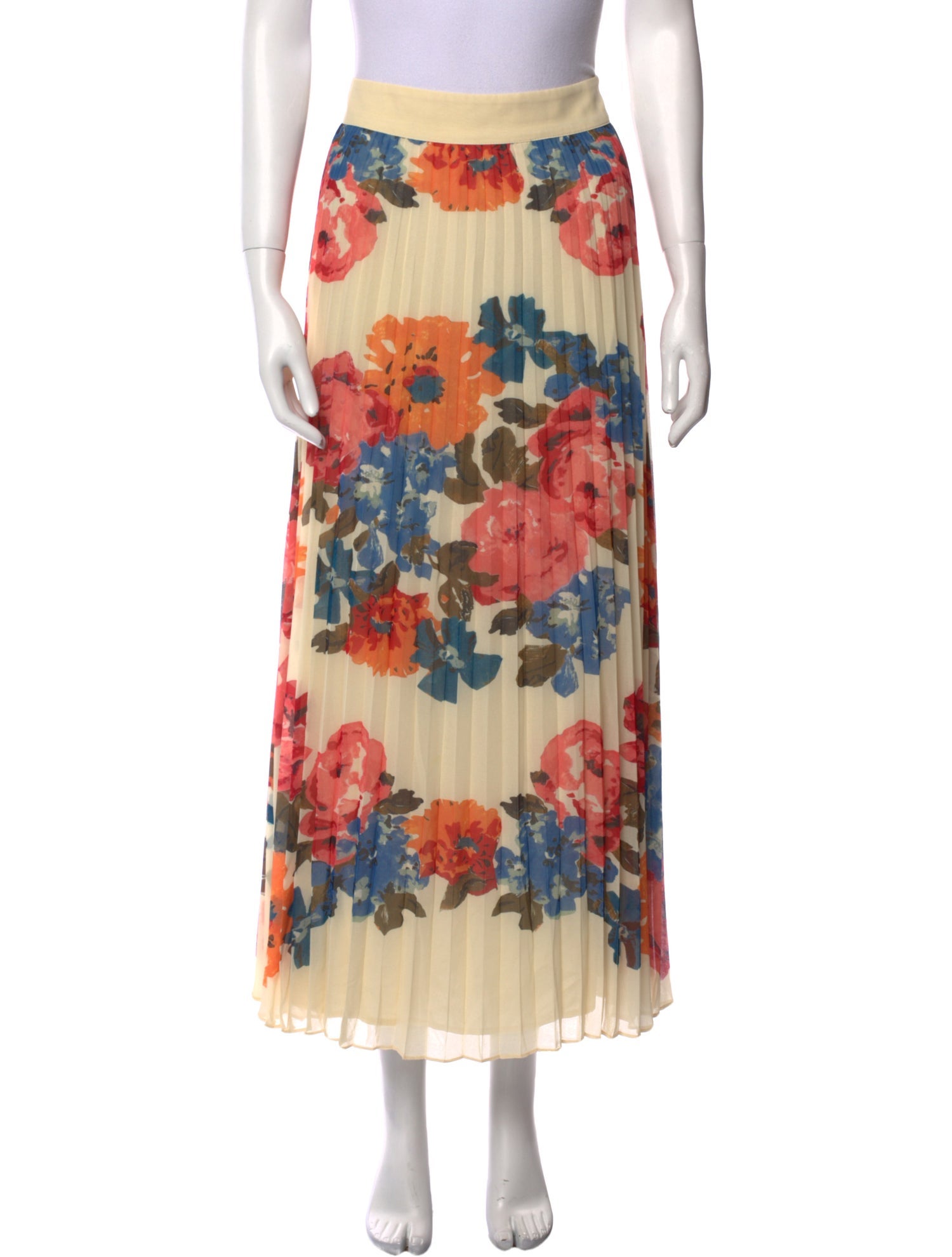 Sézane Floral Print Midi Length Skirt