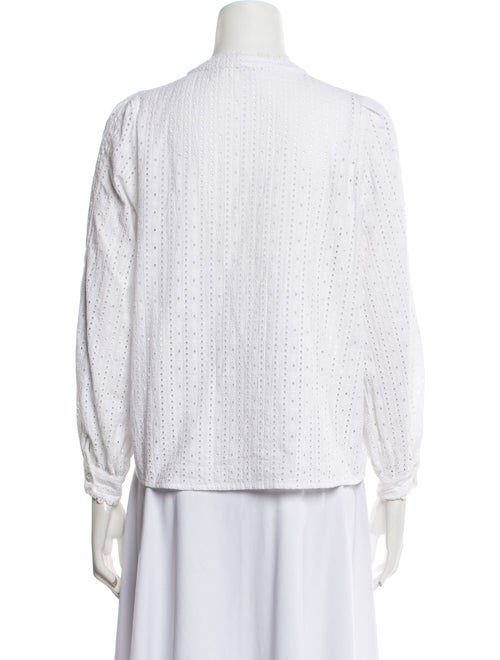 Sézane Mock Neck Three-Quarter Sleeve Button-Up Top
