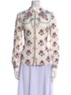 Sézane Floral Print Mock Neck Button-Up Top