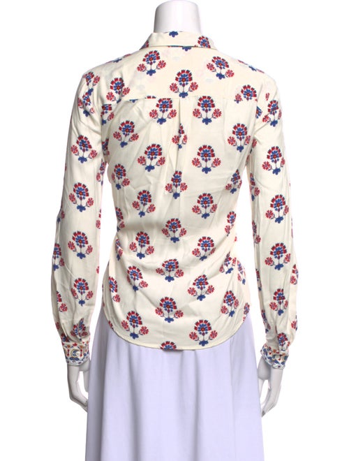 Sézane Floral Print Mock Neck Button-Up Top